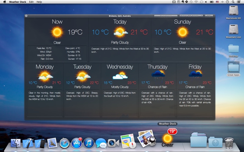 Weather Dock：1時間毎の天気予報 screenshot1