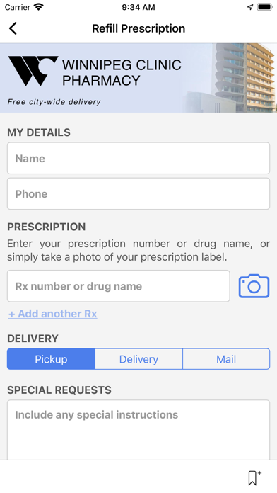 Winnipeg Clinic Pharmacy Screenshot