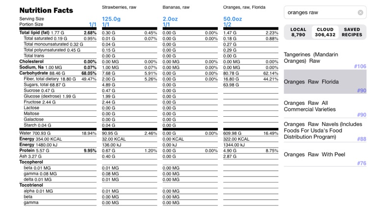 Nutrition Calculator for Food