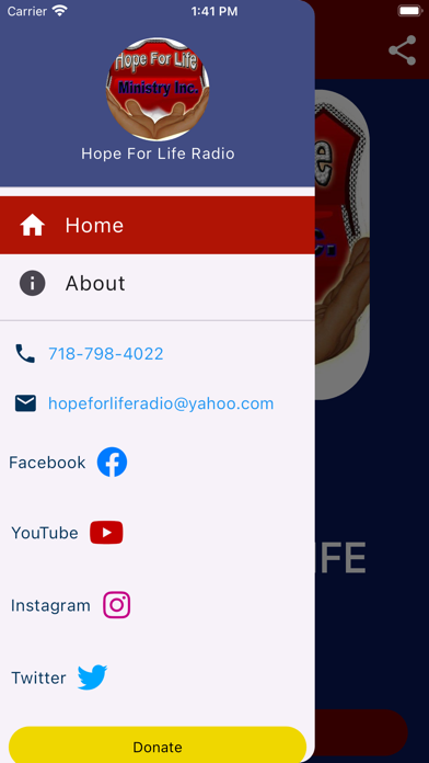 Hope For Life Radio. Screenshot