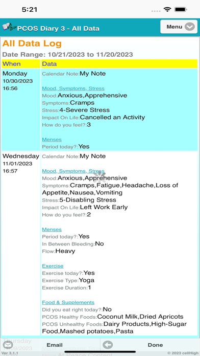 PCOS Diary 3 Screenshot