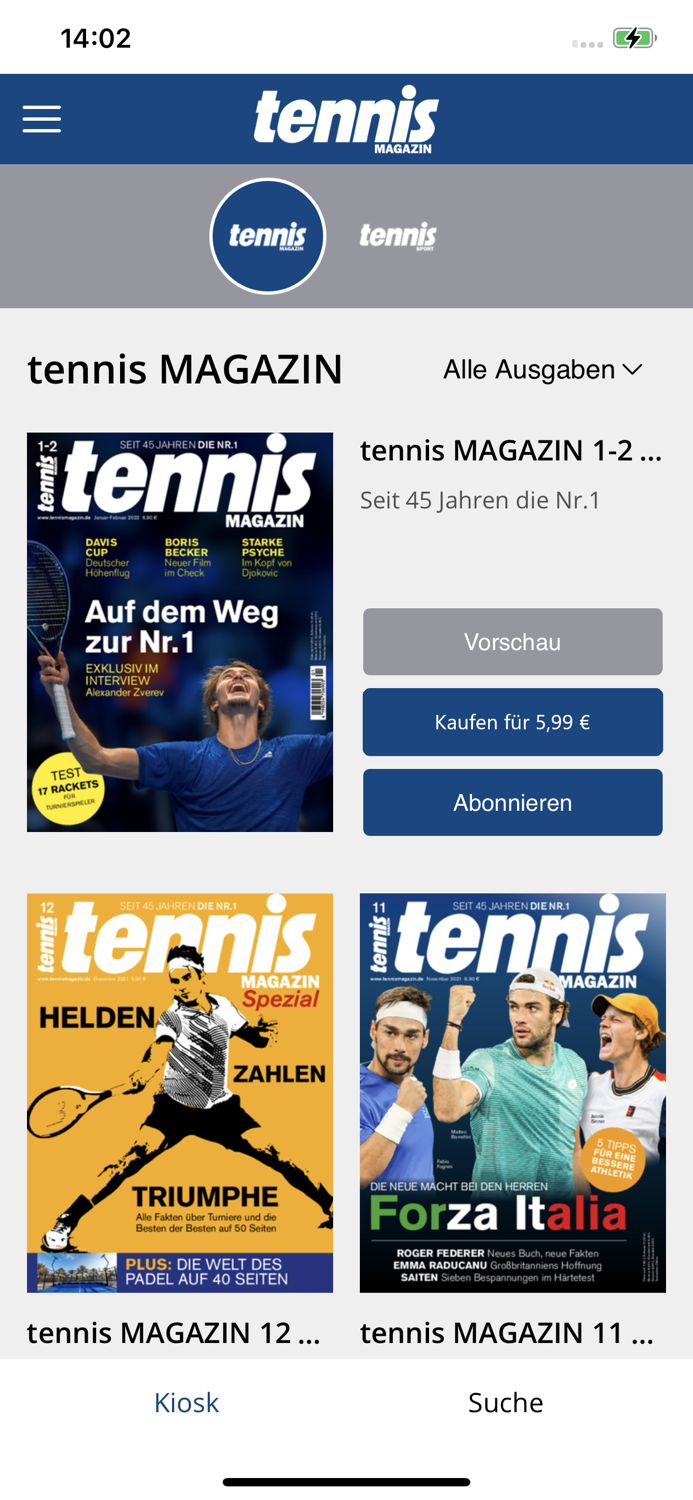 tennis MAGAZIN Kiosk