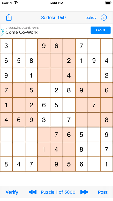 Sudoku 9x9 Game Screenshot