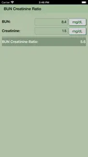 bun creatinine ratio calculato iphone screenshot 1