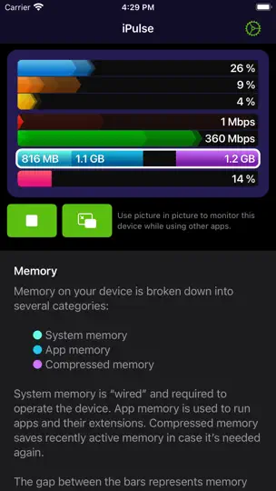 Captura de pantalla de IPulse - Monitor Your Device en iPhone 4