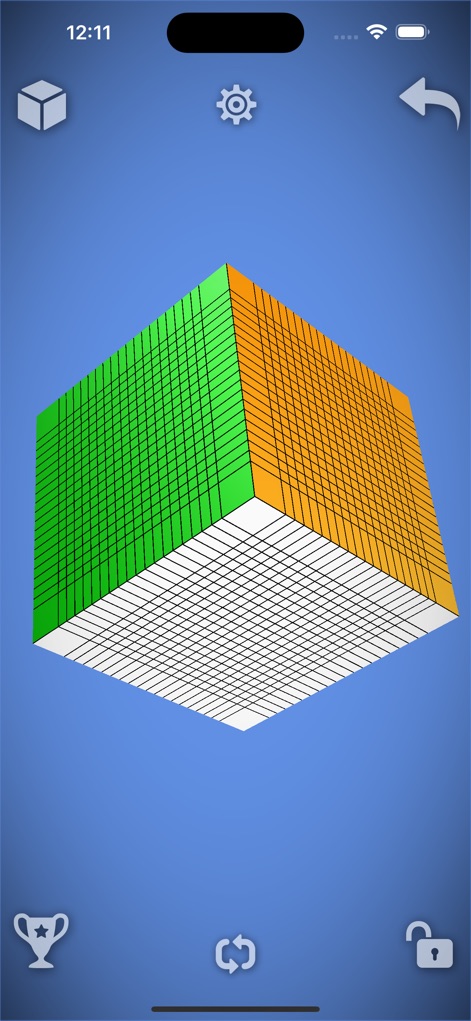 Magic Cube Puzzle 3D - Hier wird ein enormer Würfel mit einer beeindruckenden Kantenlänge von bis zu 20x20x20 dargestellt, der durch sein feines Gittermuster und seine schiere Größe die ultimative Herausforderung signalisiert.