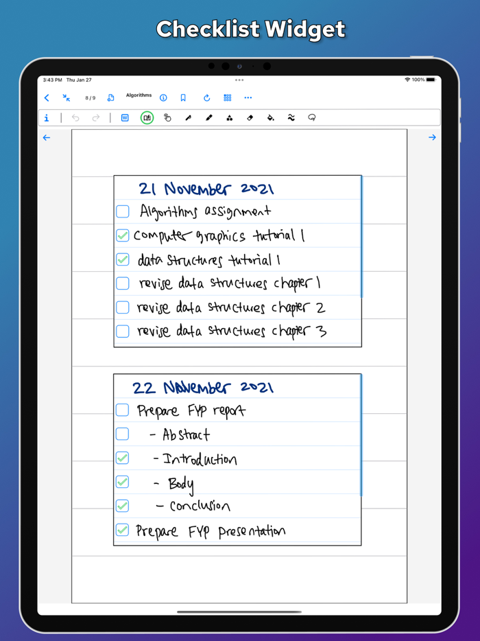 Widget Notebook - Digital Ink