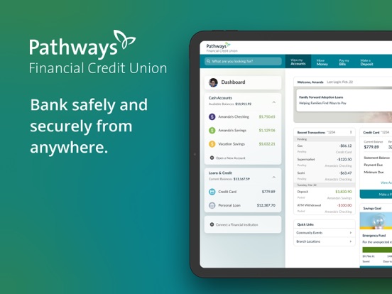 Pathways Financial CU iPad screenshot 1 - Finance app