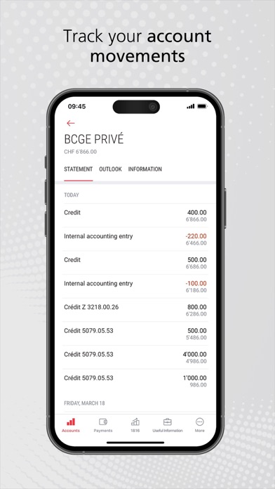 BCGE Mobile Netbanking Screenshot