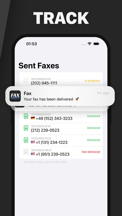 FAX from iPhone - Send Doc Screenshot