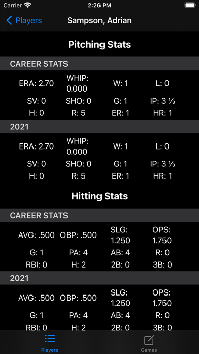 Baseball Stats Pro 365 Screenshot