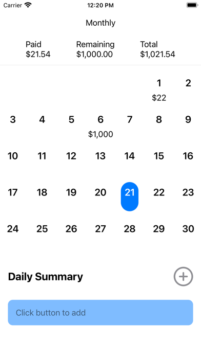 Bill Calendar Screenshot