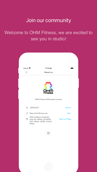 OHM Fitness Booking Screenshot