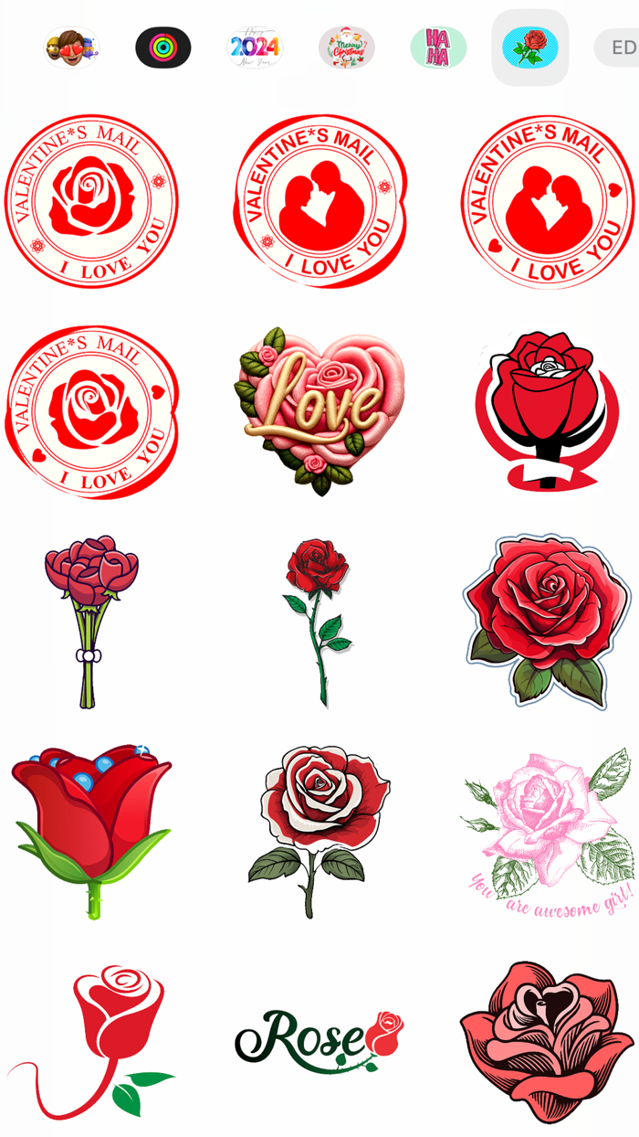 Red Rose Valentines Stickers