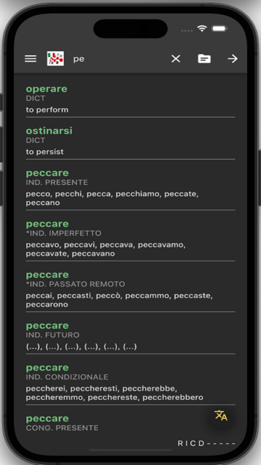 ITALIAN VERB CONJUGATION +QUIZ (iOS) 게시자: www.swissitfabrik.com