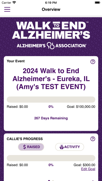 ALZ Fundraising Screenshot