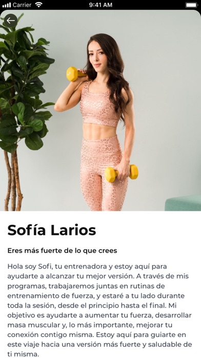 Sofia Larios Fitness Screenshot