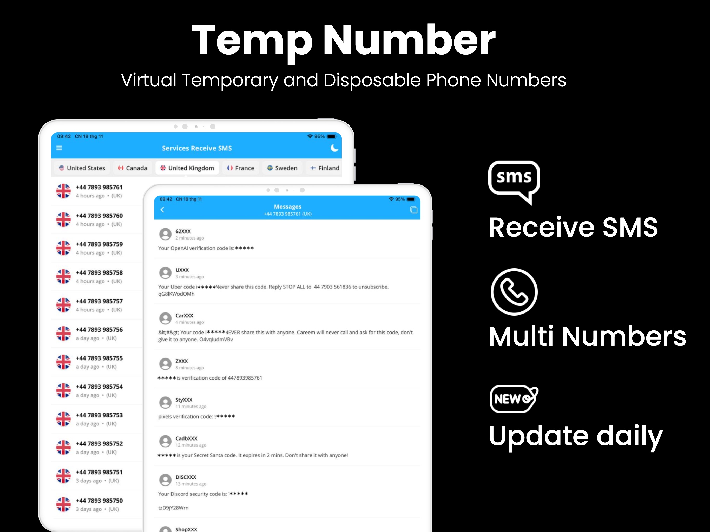 Temp Number - Receive SMSのおすすめ画像1