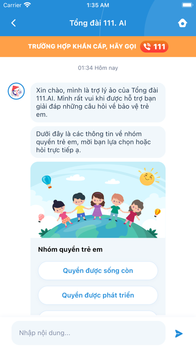 Tổng đài 111. Screenshot