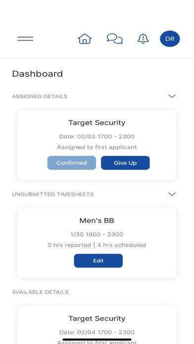 Off Duty Blue Officer App Screenshot