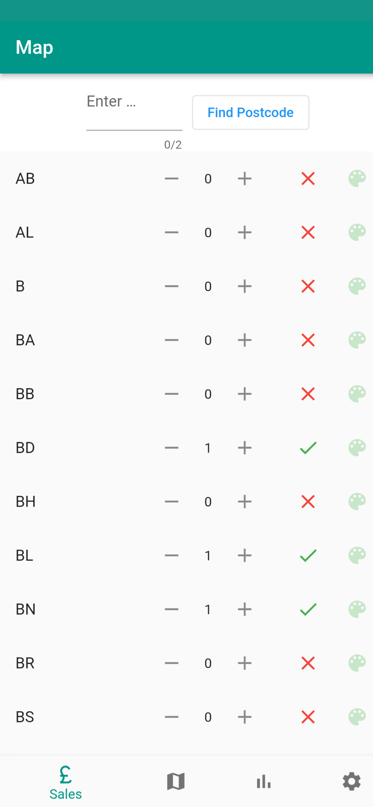 SentTo - UK Postcode Sales Map