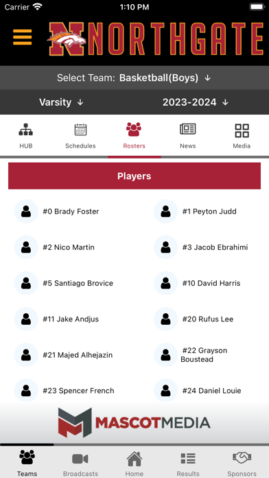 Northgate Broncos Athletics Screenshot