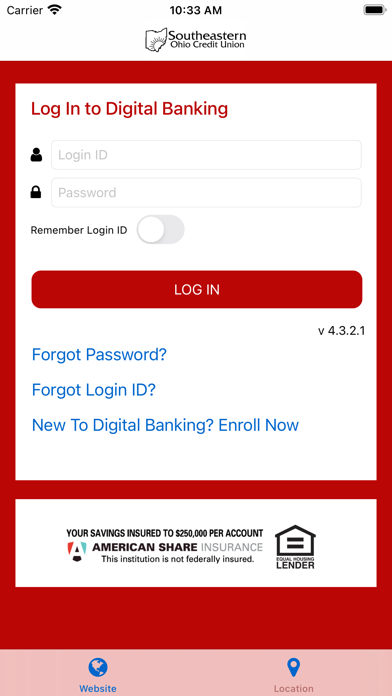 SOUTHEASTERN OHIO CREDIT UNION Screenshot