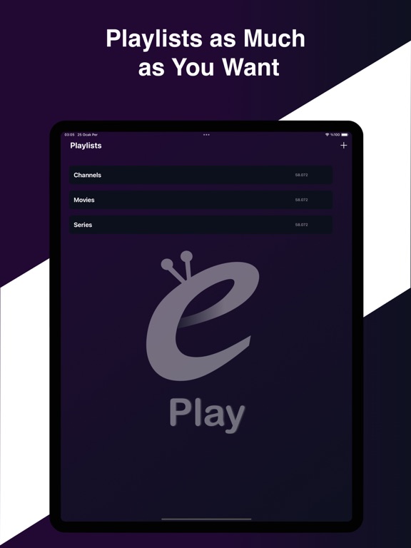 EPlay IPTV Player iPad screenshot 1 - Entertainment app