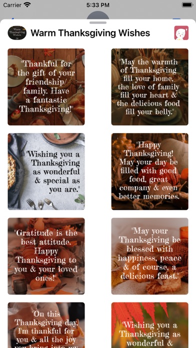 Warm Thanksgiving Wishes Screenshot