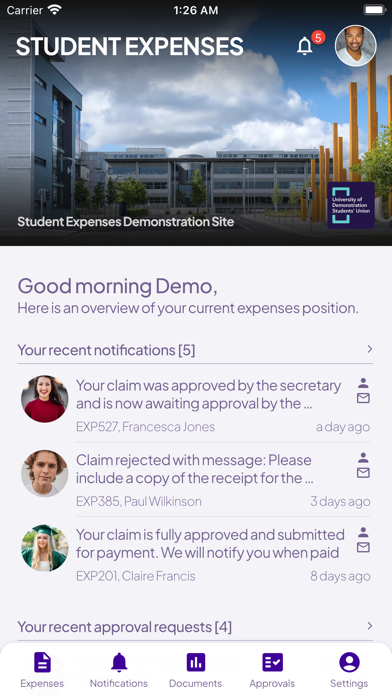 Student Expenses Screenshot