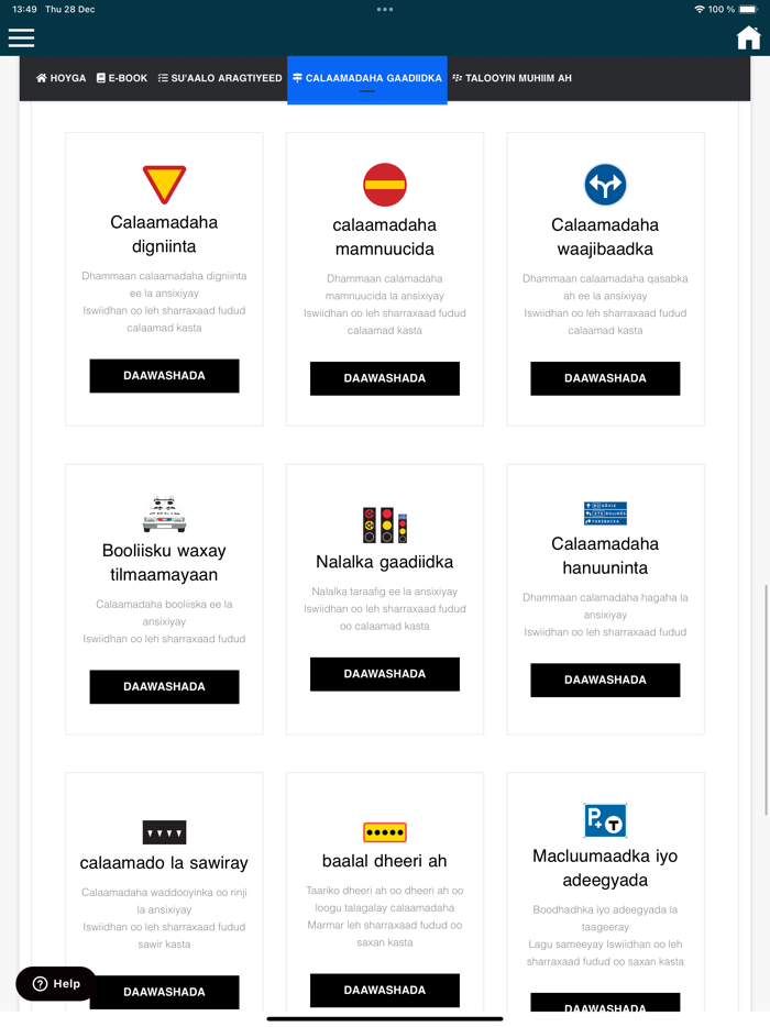 Teori B körkort - Somali