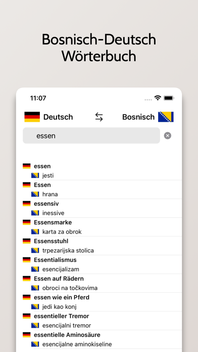 Bosnisch-Deutsch Wörterbuch Screenshot
