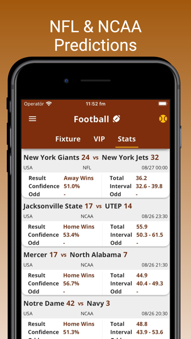 Baseball Football Game Day App Screenshot
