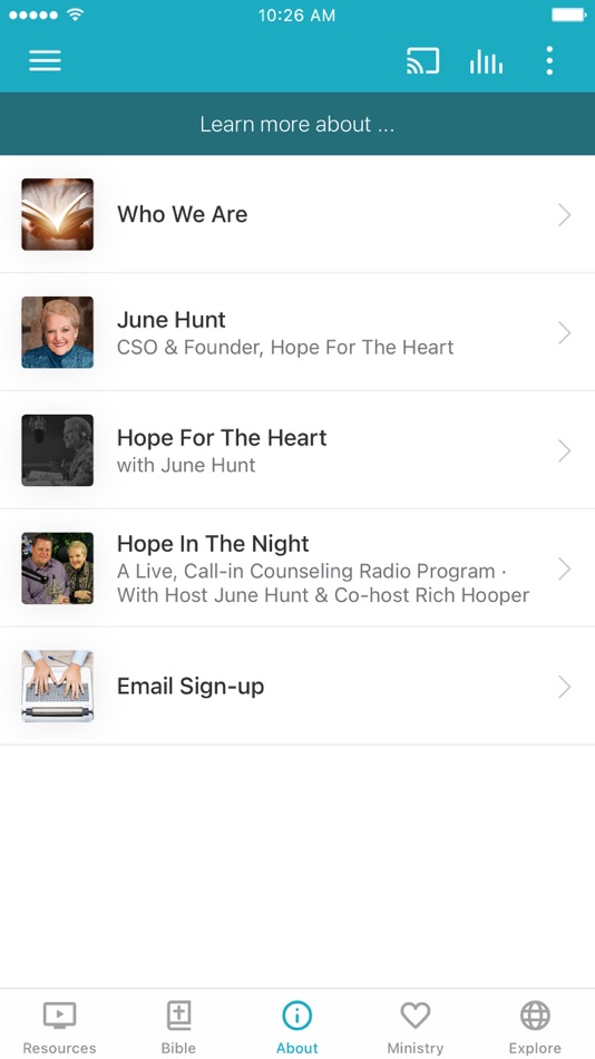 #2. Hope for the Heart Resources (iOS) 由: Faith Comes by Hearing