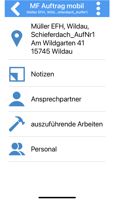 MF Auftrag mobil Screenshot