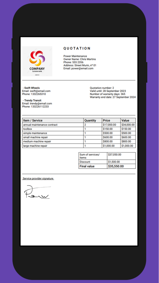 #1. Quotation PDF (iOS) 由: Aleff Silva
