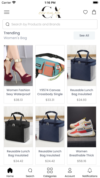 Caramelo Online Shopping App Screenshot