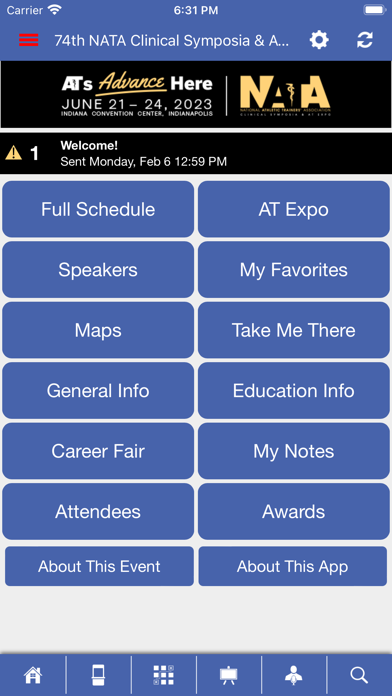 NATA Conference Events Screenshot