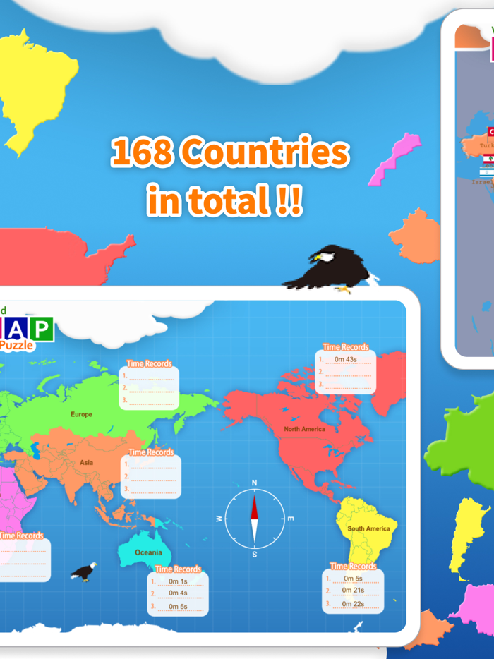 World Map Puzzle 168 Countries