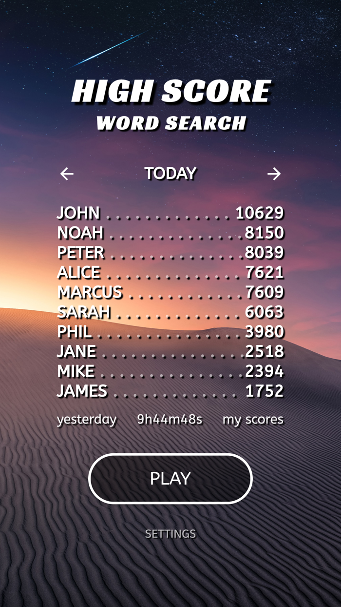 High Score Word Search
