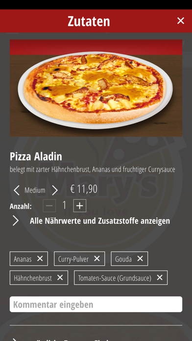 Marys Pizza Screenshot