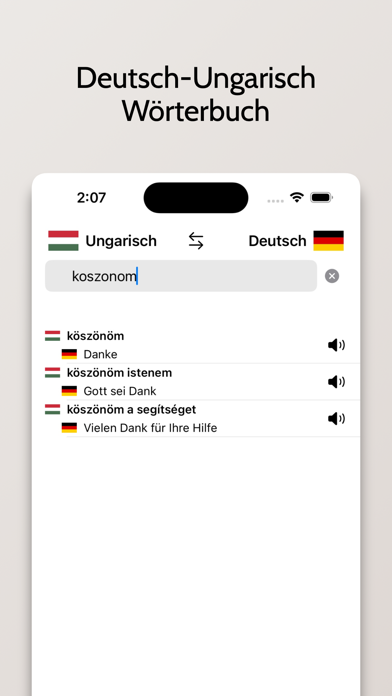 Ungarisch-Deutsch Wörterbuch Screenshot