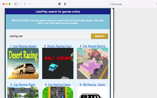 UptoPlay search for games online