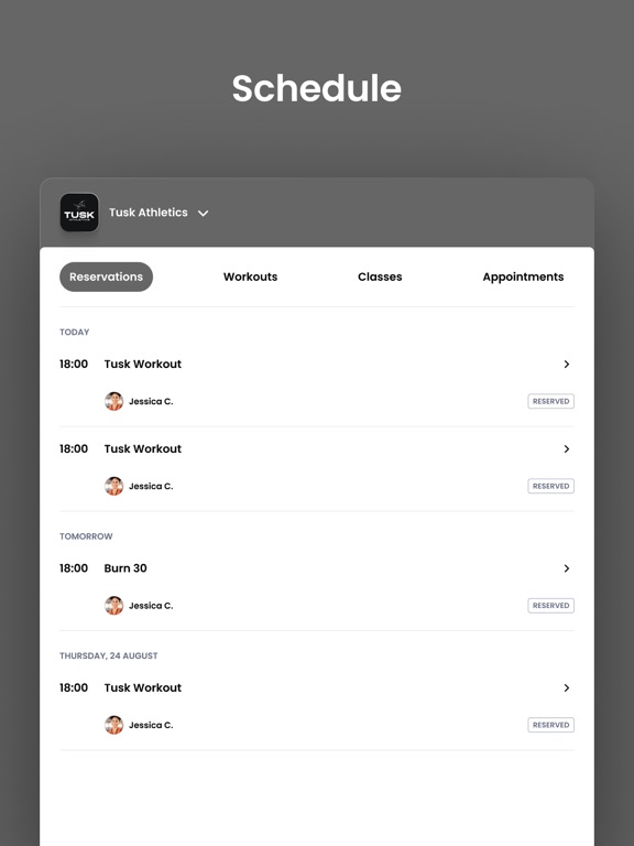 Tusk Athletics iPad screenshot 3 - Health & Fitness app
