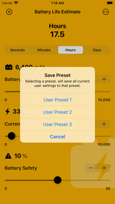 Battery Life Estimate Screenshot