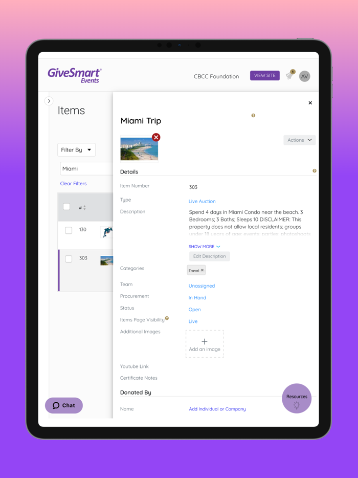GiveSmart Events Admin