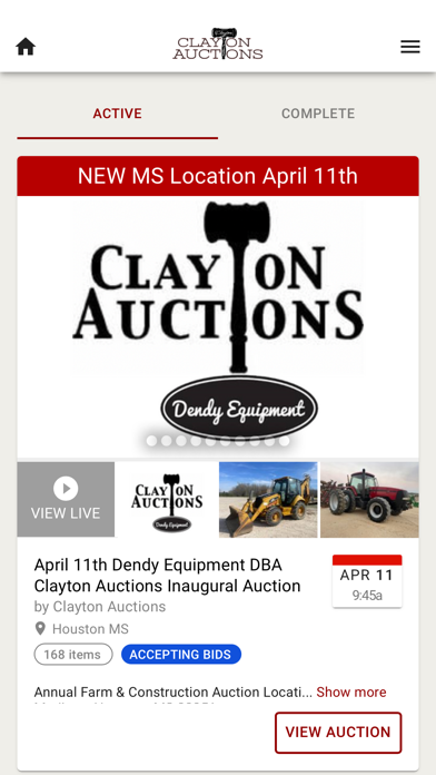 Clayton Auctions Screenshot