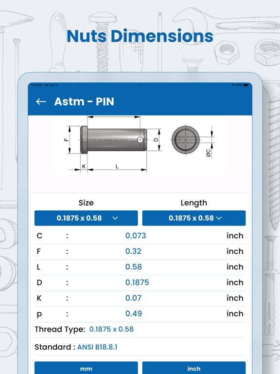 Screenshot #6 pour Fastener Dimensions