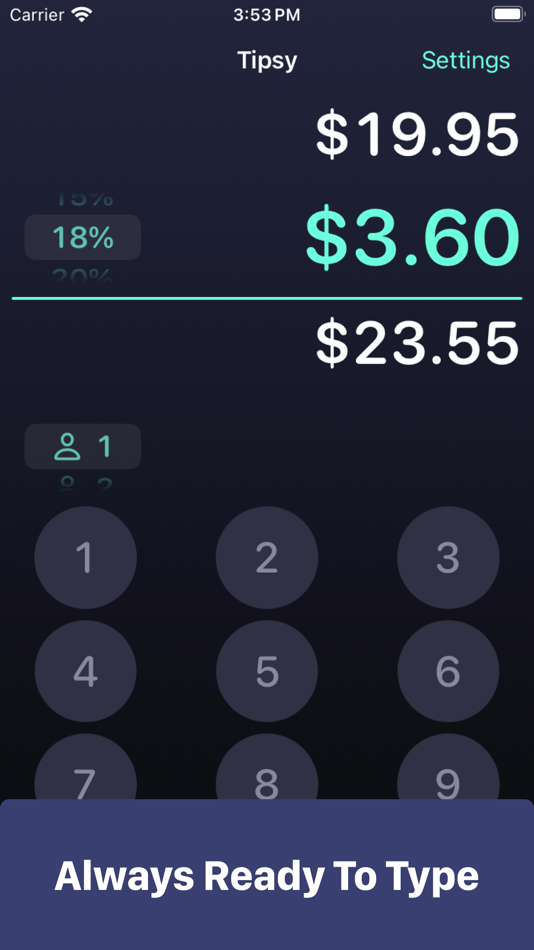 #1. Tipsy - Tip Calculator (iOS) 由: Recurring Dream LLC