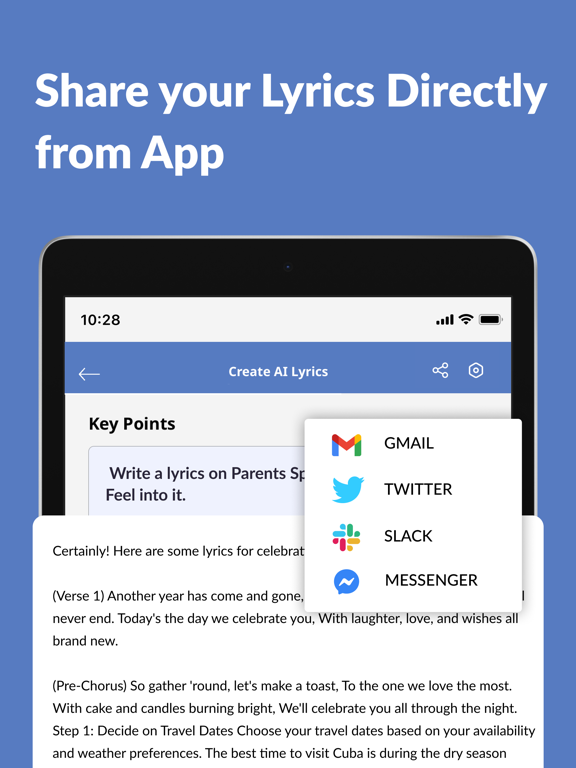 AI Lyrics Generator-Song Maker iPad screenshot 5 - Music app